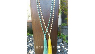 prayer neklaces tassels with ceramic beaded blue yellow